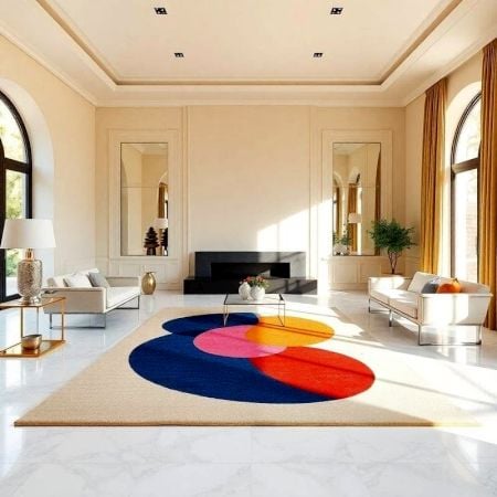 Handcrafted Color Block Abstract Modern Living Room Rug